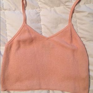 Salmon Knit Crop Top